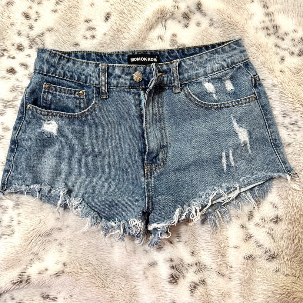 High Waist Distressed Shorts